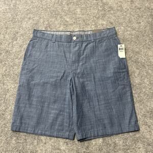 Van Heusen Straight Fit Chino Shorts Mens Size 34x9.5 Blue Cotton Shorts NWT